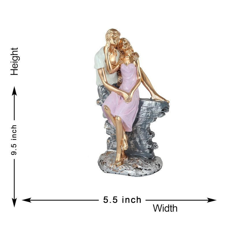 Romantic Couple Sitting on Bench Resin Sculpture HandPainted Love Statue, Anniversary & Valentines Day Gift for Home Decor