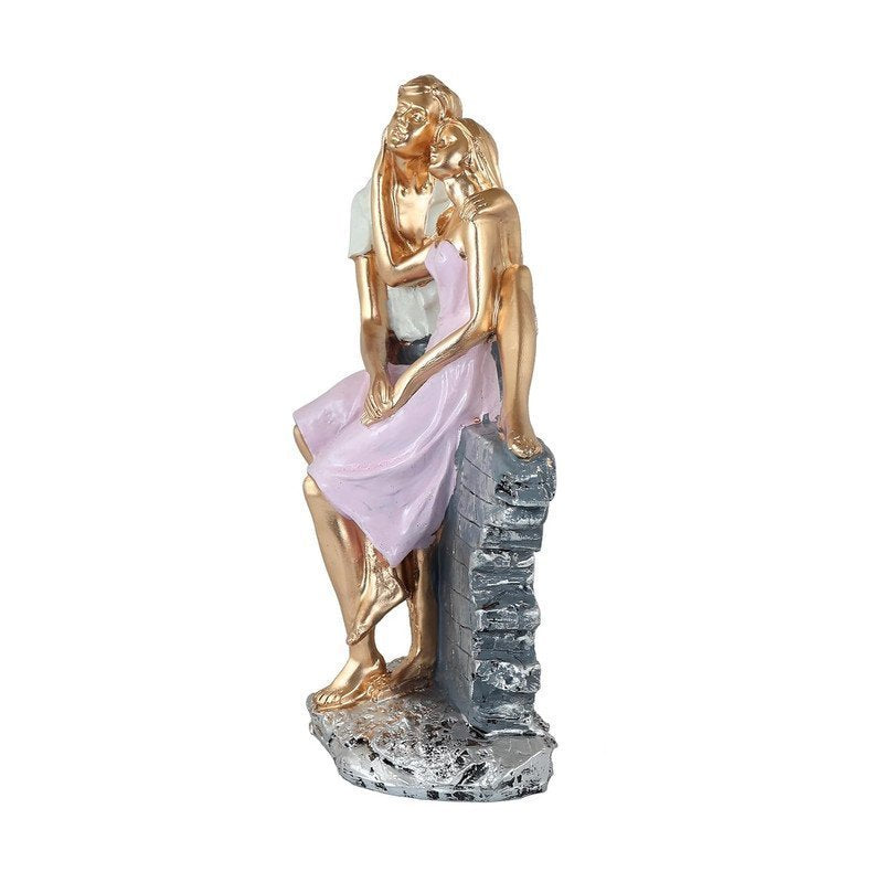 Romantic Couple Sitting on Bench Resin Sculpture HandPainted Love Statue, Anniversary & Valentines Day Gift for Home Decor